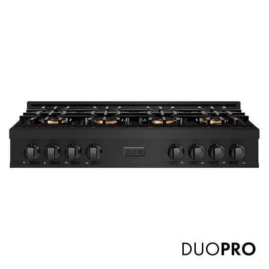 ZLINE 48 in. Classic Gas Rangetop with 8 Burner DuoPro™ Cooktop in Black Stainless Steel (PCRTB-48)
