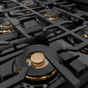 ZLINE Autograph Edition 48 in. Classic Gas Rangetop with 8 Burner DuoPro™ Cooktop in Black Stainless Steel and Champagne Bronze Accents (PCRTBZ-48-CB)