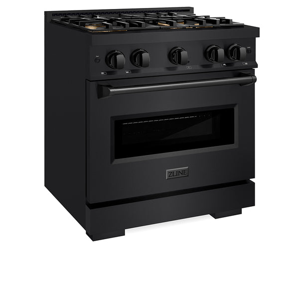 ZLINE 30 in. 4.2 cu. ft. Classic Dual Fuel Range with 4 Burner DuoPro™ Cooktop and Electric Convection Oven in Black Stainless Steel (PCDRB-30)
