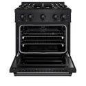 ZLINE 30 in. 4.2 cu. ft. Classic Dual Fuel Range with 4 Burner DuoPro™ Cooktop and Electric Convection Oven in Black Stainless Steel (PCDRB-30)