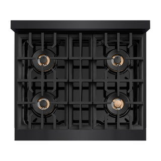 ZLINE 30 in. 4.2 cu. ft. Classic Dual Fuel Range with 4 Burner DuoPro™ Cooktop and Electric Convection Oven in Black Stainless Steel (PCDRB-30)