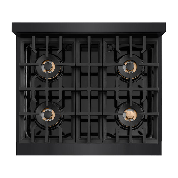 ZLINE 30 in. 4.2 cu. ft. Classic Dual Fuel Range with 4 Burner DuoPro™ Cooktop and Electric Convection Oven in Black Stainless Steel (PCDRB-30)