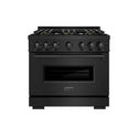 ZLINE 36 in. 5.2 cu. ft. Classic Dual Fuel Range with 6 Burner DuoPro™ Cooktop and Electric Convection Oven in Black Stainless Steel (PCDRB-36)