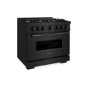 ZLINE 36 in. 5.2 cu. ft. Classic Dual Fuel Range with 6 Burner DuoPro™ Cooktop and Electric Convection Oven in Black Stainless Steel (PCDRB-36)