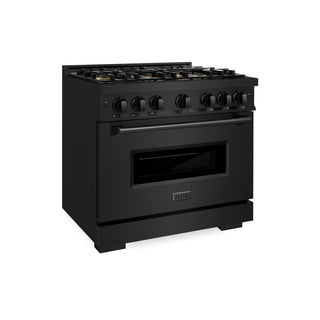 ZLINE 36 in. 5.2 cu. ft. Classic Dual Fuel Range with 6 Burner DuoPro™ Cooktop and Electric Convection Oven in Black Stainless Steel (PCDRB-36)