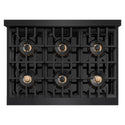 ZLINE 36 in. 5.2 cu. ft. Classic Dual Fuel Range with 6 Burner DuoPro™ Cooktop and Electric Convection Oven in Black Stainless Steel (PCDRB-36)