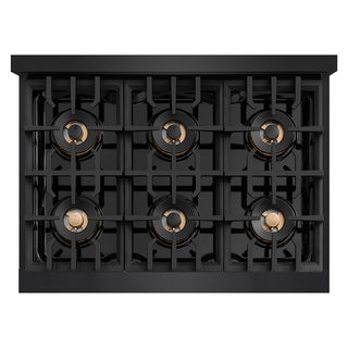 ZLINE 36 in. 5.2 cu. ft. Classic Dual Fuel Range with 6 Burner DuoPro™ Cooktop and Electric Convection Oven in Black Stainless Steel (PCDRB-36)