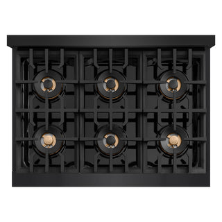 ZLINE 36 in. 5.2 cu. ft. Classic Dual Fuel Range with 6 Burner DuoPro™ Cooktop and Electric Convection Oven in Black Stainless Steel (PCDRB-36)