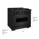 ZLINE 36 in. 5.2 cu. ft. Classic Dual Fuel Range with 6 Burner DuoPro™ Cooktop and Electric Convection Oven in Black Stainless Steel (PCDRB-36)