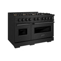 ZLINE 48 in. 6.7 cu. ft. Classic Dual Fuel Range with 8 Burner DuoPro™ Cooktop and Dual Ovens in Black Stainless Steel (PCDRB-48)