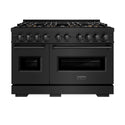 ZLINE 48 in. 6.7 cu. ft. Classic Dual Fuel Range with 8 Burner DuoPro™ Cooktop and Dual Ovens in Black Stainless Steel (PCDRB-48)