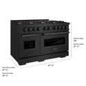 ZLINE 48 in. 6.7 cu. ft. Classic Dual Fuel Range with 8 Burner DuoPro™ Cooktop and Dual Ovens in Black Stainless Steel (PCDRB-48)