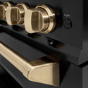 ZLINE Autograph Edition 36 in. 5.2 cu. ft. Classic Dual Fuel Range with 6 Burner DuoPro™ Cooktop and Electric Convection Oven in Black Stainless Steel and Champagne Bronze Accents (PCDRBZ-36-CB)