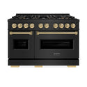 ZLINE Autograph Edition 48 in. 6.7 cu. ft. Classic Dual Fuel Range with 8 Burner DuoPro™ Cooktop and Dual Ovens in Black Stainless Steel and Champagne Bronze Accents (PCDRBZ-48-CB)