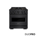 ZLINE 30 in. 4.2 cu. ft. Classic Gas Range with 4 Burner DuoPro™ Cooktop and Convection Gas Oven in Black Stainless Steel (PCGRB-30)