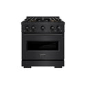 ZLINE 30 in. 4.2 cu. ft. Classic Gas Range with 4 Burner DuoPro™ Cooktop and Convection Gas Oven in Black Stainless Steel (PCGRB-30)