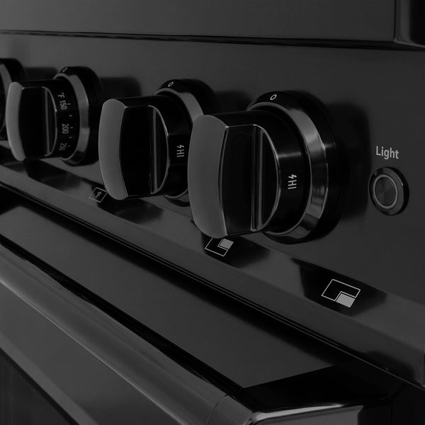 ZLINE 30 in. 4.2 cu. ft. Classic Gas Range with 4 Burner DuoPro™ Cooktop and Convection Gas Oven in Black Stainless Steel (PCGRB-30)