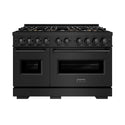 ZLINE 48 in. 6.7 cu. ft. Classic Gas Range with 8 Burner DuoPro™ Cooktop and Dual Ovens in Black Stainless Steel (PCGRB-48)
