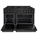ZLINE 48 in. 6.7 cu. ft. Classic Gas Range with 8 Burner DuoPro™ Cooktop and Dual Ovens in Black Stainless Steel (PCGRB-48)