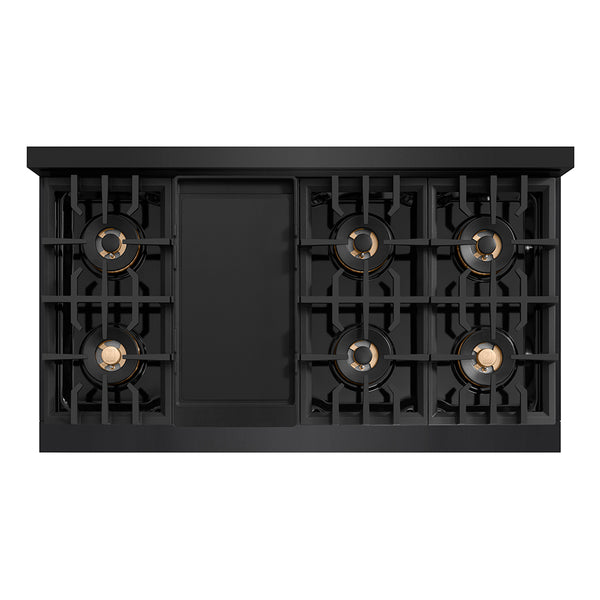 ZLINE 48 in. 6.7 cu. ft. Classic Gas Range with 8 Burner DuoPro™ Cooktop and Dual Ovens in Black Stainless Steel (PCGRB-48)