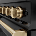 ZLINE Autograph Edition 48 in. 6.7 cu. ft. Classic Gas Range with 8 Burner DuoPro™ Cooktop and Dual Ovens in Black Stainless Steel and Champagne Bronze Accents (PCGRBZ-48-CB)