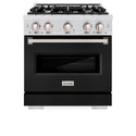 ZLINE 30 in. 4.2 cu. ft. Classic Gas Range with 4 Burner Cooktop and Convection Gas Oven in DuraSnow® Stainless Steel with Black Matte Door (CGRS-BLM-30)