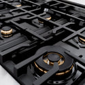 ZLINE Autograph Edition 36 in. 5.2 cu. ft. Classic Dual Fuel Range with 6 Burner Gas Cooktop and Electric Convection Oven in DuraSnow® Stainless Steel with Black Matte Door and Champagne Bronze Accents (CDRSZ-BLM-36-CB)