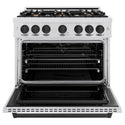 ZLINE Autograph Edition 36 in. 5.2 cu. ft. Classic Dual Fuel Range with 6 Burner Gas Cooktop and Electric Convection Oven in DuraSnow® Stainless Steel with Matte Black Accents (CDRSZ-36-MB)