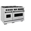 ZLINE Autograph Edition 48 in. 6.7 cu. ft. Classic Double Oven Dual Fuel Range with 8 Burner Gas Cooktop in DuraSnow® Stainless Steel and Matte Black Accents (CDRSZ-48-MB)