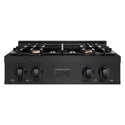ZLINE 30 in. Classic Gas Rangetop with 4 Brass Burners and Porcelain Cooktop in Black Stainless Steel (RTB-BR-30)