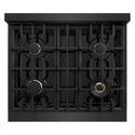 ZLINE 30 in. Classic Gas Rangetop with 4 Brass Burners and Porcelain Cooktop in Black Stainless Steel (RTB-BR-30)