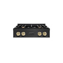 ZLINE Autograph Edition 30 in. Classic Gas Rangetop with 4 Burners and Porcelain Cooktop in Black Stainless Steel with Polished Gold Accents (RTBZ-30-G)
