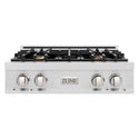 ZLINE 30 in. Classic Gas Rangetop with 4 Brass Burners and Porcelain Cooktop in Satin Stainless Steel (RTS-BR-30)