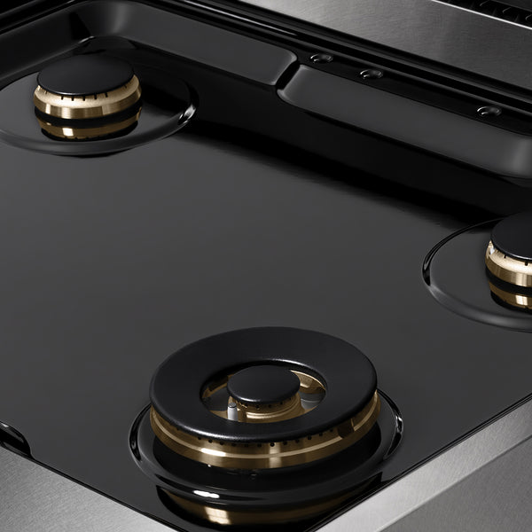 ZLINE Autograph Edition 30 in. Classic Gas Rangetop with 4 Burners and Porcelain Cooktop in Satin Stainless Steel with Matte Black Accents (RTSZ-30-MB)