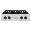 ZLINE Autograph Edition 30 in. Classic Gas Rangetop with 4 Burners and Porcelain Cooktop in Satin Stainless Steel with Matte Black Accents (RTSZ-30-MB)