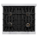 ZLINE Autograph Edition 30 in. Classic Gas Rangetop with 4 Burners and Porcelain Cooktop in Satin Stainless Steel with Matte Black Accents (RTSZ-30-MB)