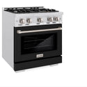 ZLINE 30 in. 4.2 cu. ft. Select Dual Fuel Range with 4 Burner Gas Cooktop and Electric Convection Oven in Satin Stainless Steel with Black Matte Door (HDRS-BLM-30)
