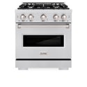 ZLINE 30 in. 4.2 cu. ft. Classic Dual Fuel Range with 4 Burner Gas Cooktop and Electric Convection Oven in Satin Stainless Steel (CDRS-30)