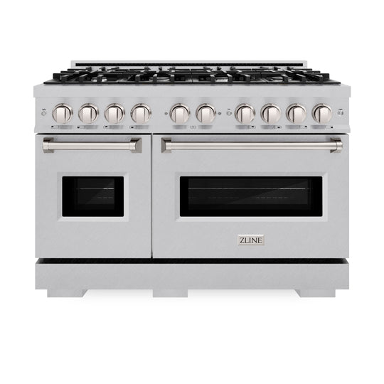 ZLINE 48 in. 6.7 cu. ft. Classic Double Oven Dual Fuel Range with 8 Burner Gas Cooktop in Satin Stainless Steel (CDRS-48)
