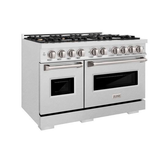 ZLINE 48 in. 6.7 cu. ft. Classic Double Oven Dual Fuel Range in Satin Stainless Steel with 8 Brass Burners (CDRS-BR-48)