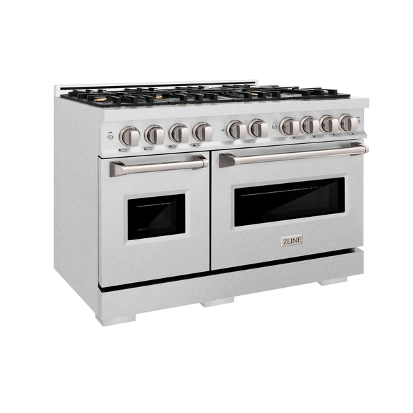 ZLINE 48 in. 6.7 cu. ft. Classic Double Oven Dual Fuel Range in Satin Stainless Steel with 8 Brass Burners (CDRS-BR-48)