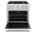 ZLINE 30 in. 4.2 cu. ft. Classic Dual Fuel Range with 4 Burner Gas Cooktop and Electric Convection Oven in Satin Stainless Steel with White Matte Door (CDRS-WM-30)