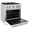 ZLINE 30 in. 4.2 cu. ft. Classic Dual Fuel Range with 4 Burner Gas Cooktop and Electric Convection Oven in Satin Stainless Steel with White Matte Door (CDRS-WM-30)