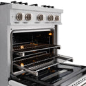 ZLINE 30 in. 4.2 cu. ft. Classic Dual Fuel Range with 4 Burner Gas Cooktop and Electric Convection Oven in Satin Stainless Steel with White Matte Door (CDRS-WM-30)