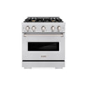 ZLINE 30 in. 4.2 cu. ft. Classic Dual Fuel Range with Gas Cooktop and Electric Convection Oven in Satin Stainless Steel with 4 Brass Burners (CDRS-BR-30)