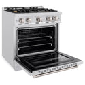 ZLINE 30 in. 4.2 cu. ft. Classic Dual Fuel Range with Gas Cooktop and Electric Convection Oven in Satin Stainless Steel with 4 Brass Burners (CDRS-BR-30)