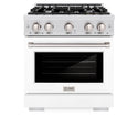 ZLINE 30 in. 4.2 cu. ft. Select Dual Fuel Range with 4 Burner Gas Cooktop and Electric Convection Oven in Satin Stainless Steel with White Matte Door (HDRS-WM-30)
