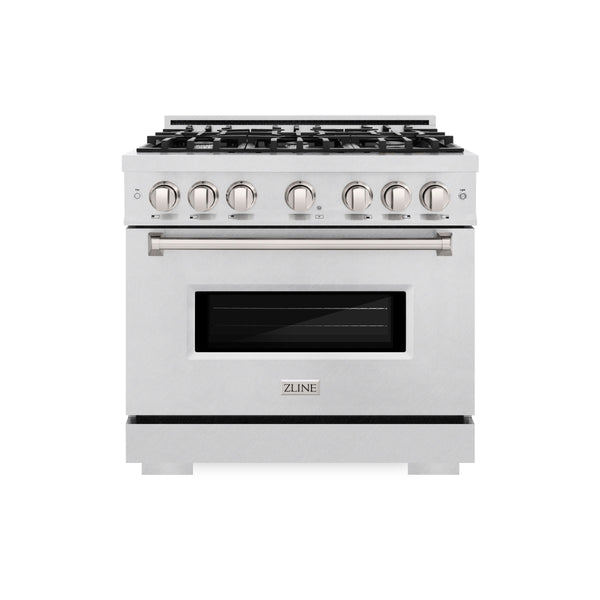 ZLINE 36 in. 5.2 cu. ft. Classic Gas Range with 6 Burner Cooktop and Convection Gas Oven in Satin Stainless Steel (CGRS-36)
