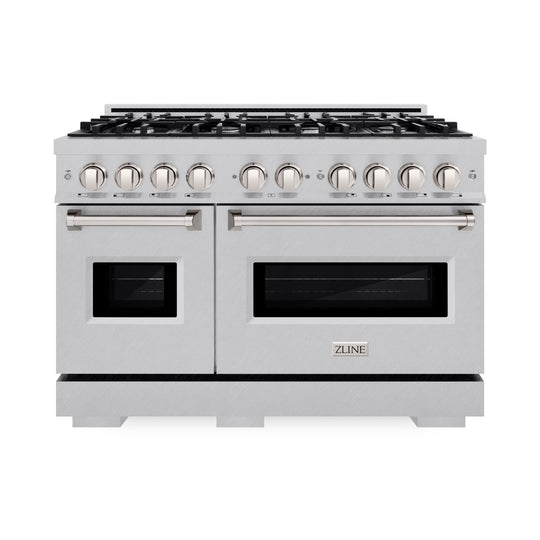 ZLINE 48 in. 6.7 cu. ft. Classic Double Oven Gas Range with 8 Burner Cooktop in Satin Stainless Steel (CGRS-48)