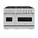 ZLINE 48 in. 6.7 cu. ft. Classic Double Oven Gas Range with 8 Burner Cooktop in Satin Stainless Steel (CGRS-48)